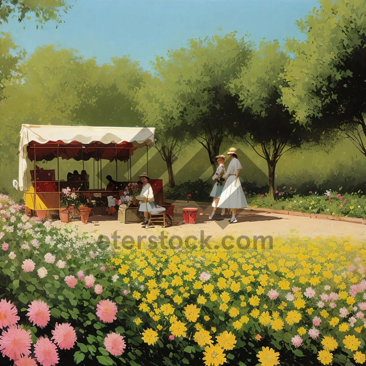 Picture of Serene Summer Meadow with Vibrant Yellow Flowers