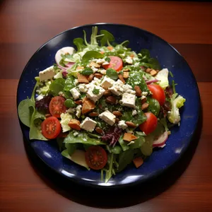Fresh gourmet vegetable salad with grilled meat