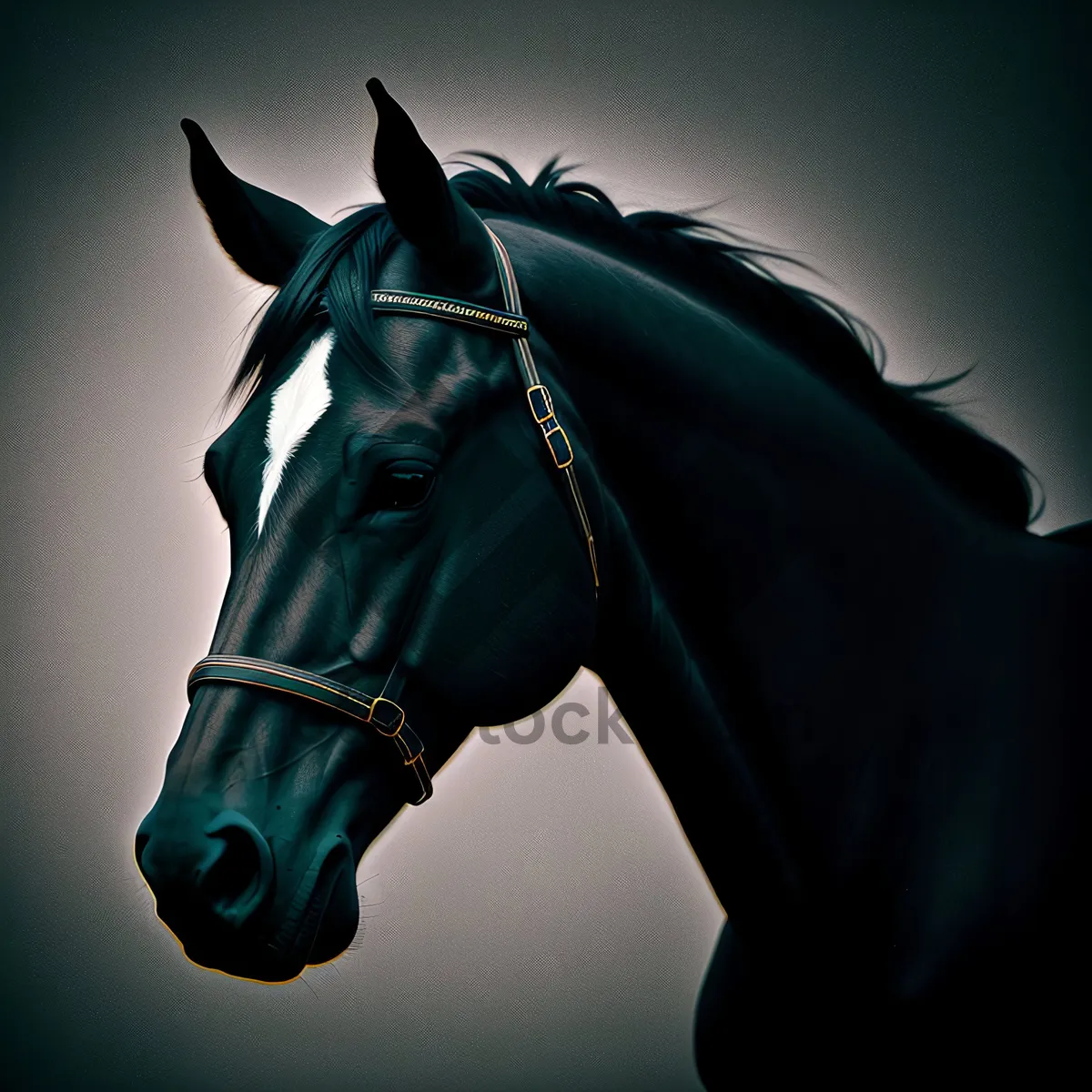 Picture of Majestic Chestnut Stallion in Outdoor Field