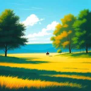 Idyllic Countryside Landscape with Rolling Hills and Clear Blue Sky