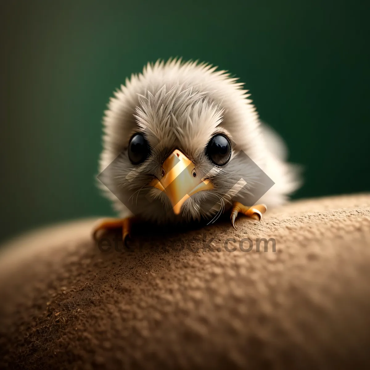 Picture of Fluffy yellow chick with beady eyes.