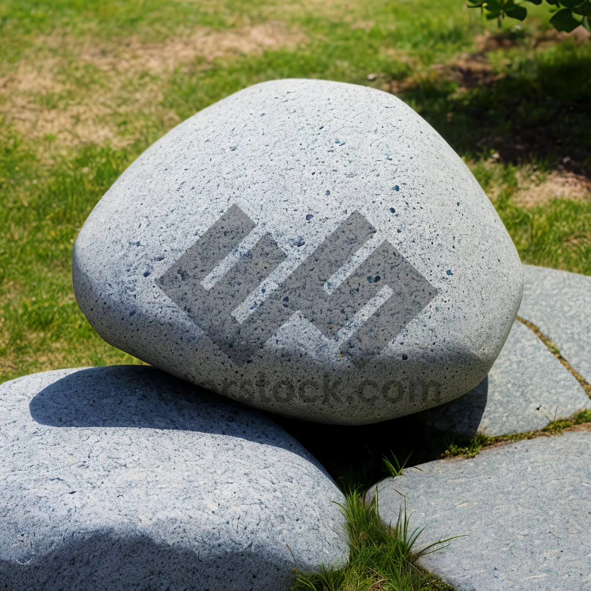 Picture of Golf Equipment on Green Grass - a Pebble-Studded Rugby Ball