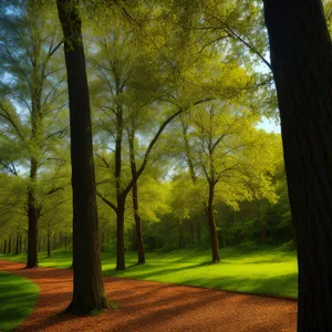 Autumn landscape with colorful trees in the park