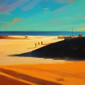 Golden Horizon: Scenic Beach Sunset Over Ocean