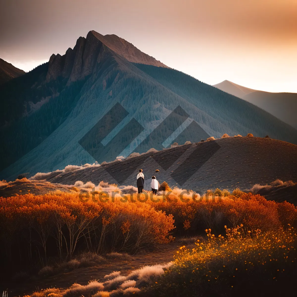 Picture of Majestic Mountain Sunset Over Volcano