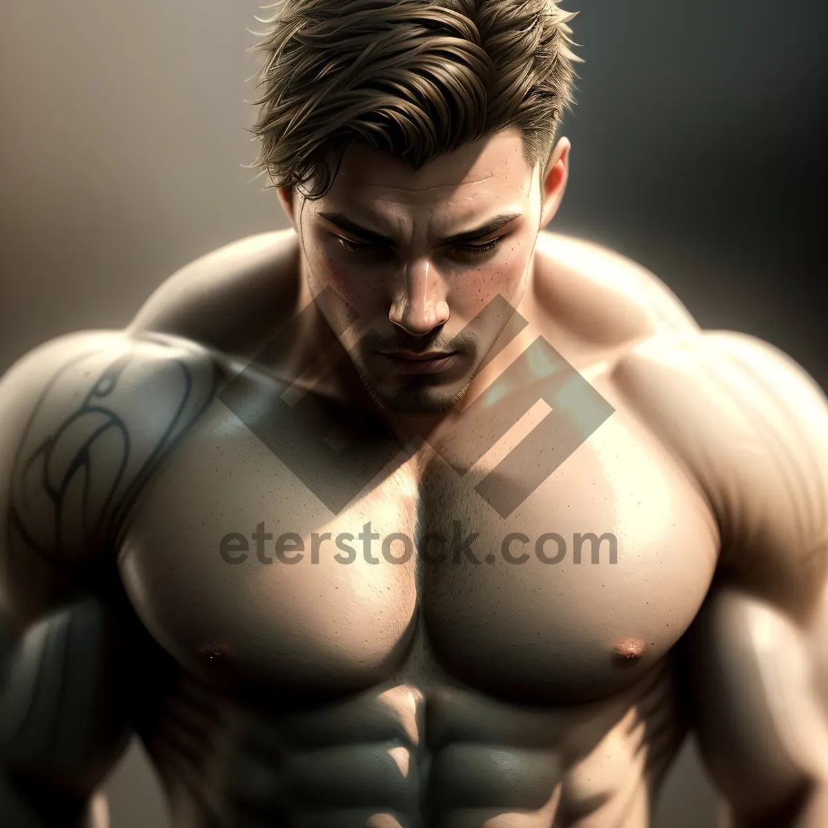 Picture of Powerful Sensuality: Dark and Handsome Male Fitness Model