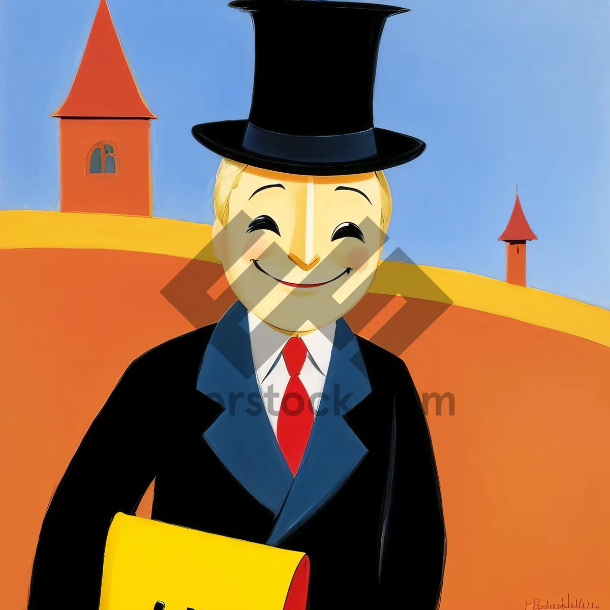 Picture of Graduation Cartoon Man in Mortarboard Cap