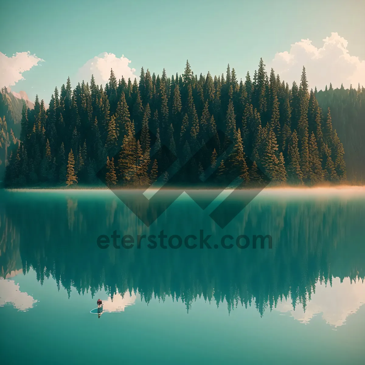 Picture of Serene Reflections: Captivating Lake in Autumn Wilderness