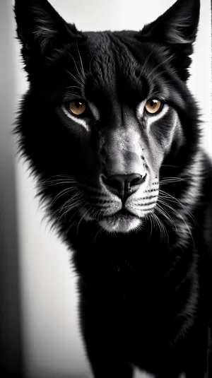 Majestic black and white wildlife feline portrait