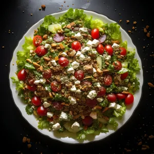 Healthy Salad Plate with Black Beans and Peppers