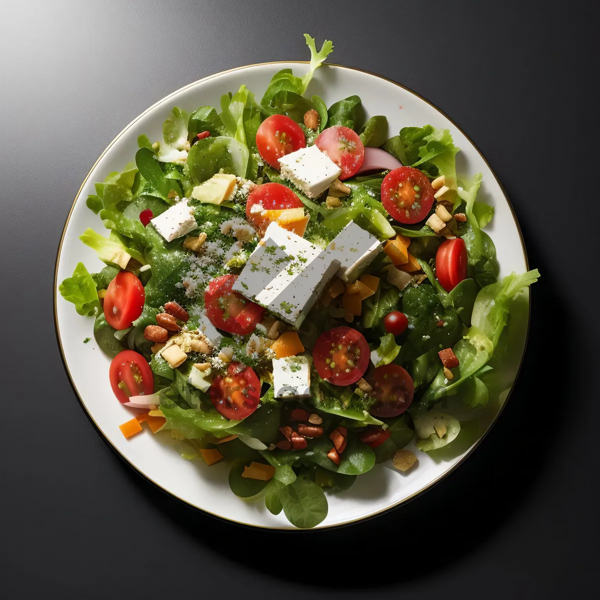 Picture of Fresh Vegetable Salad with Chickpeas and Feta Cheese