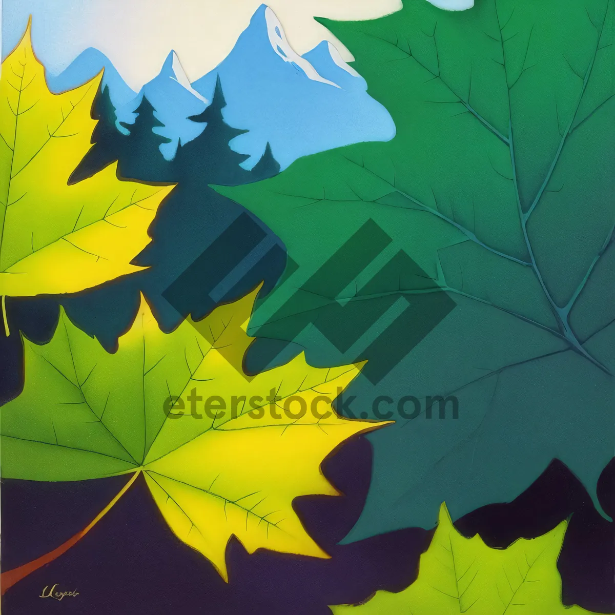 Picture of Nature-inspired Maple and Oak Leaf Art Design