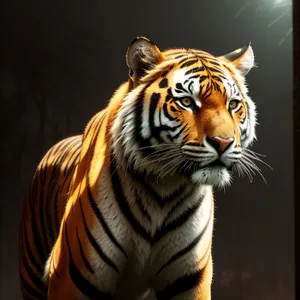 Powerful Striped Tiger Cat in the Wild