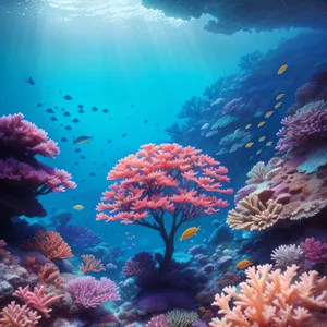 Colorful Coral Reef in the Sunlit Underwater Kingdom