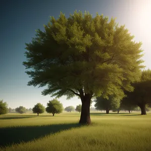 Vibrant Autumn Landscape with Oak Trees