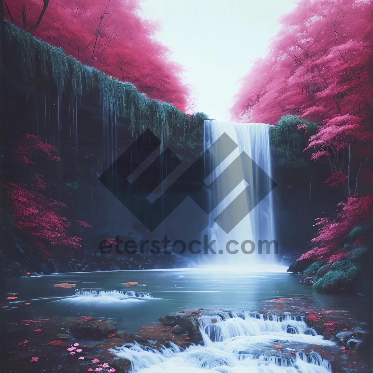 Picture of Enchanting Mountain Waterfall in Night's Light