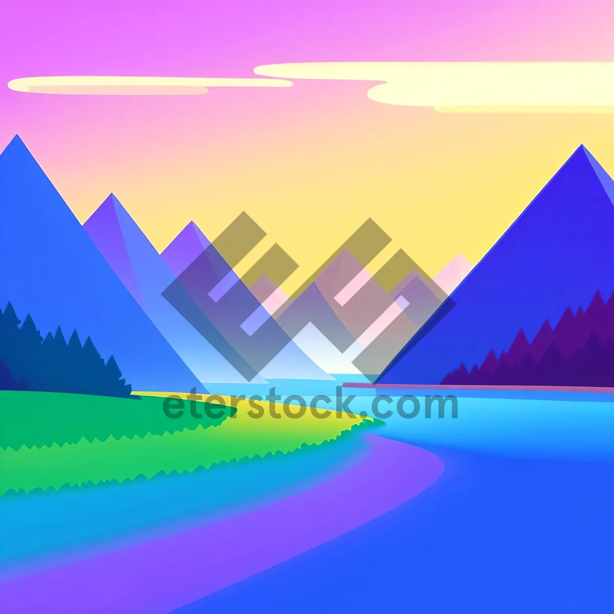 Picture of Vibrant Techno-Gradient Art: Futuristic Line Graphic