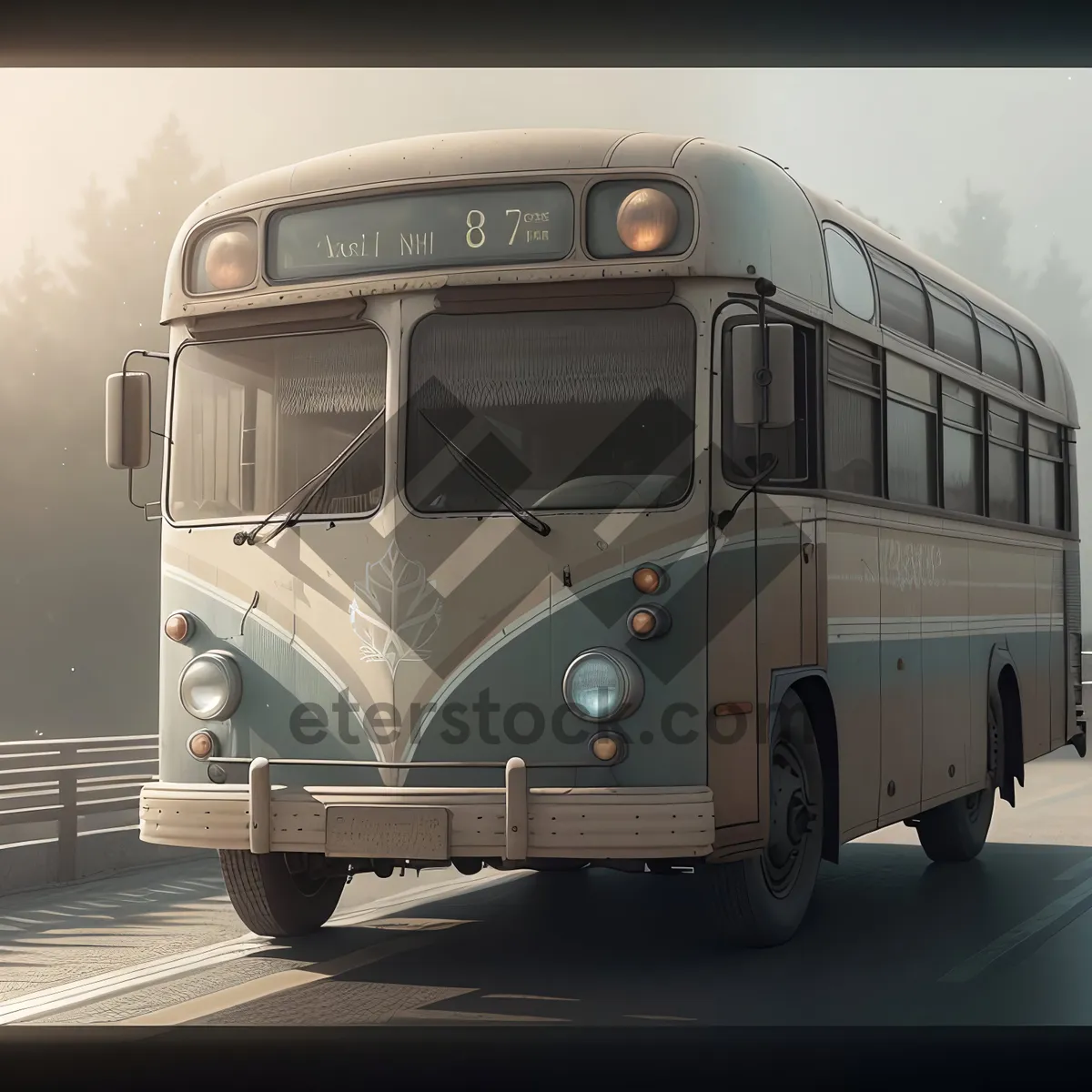 Picture of Public Transport Shuttle Bus on Highway