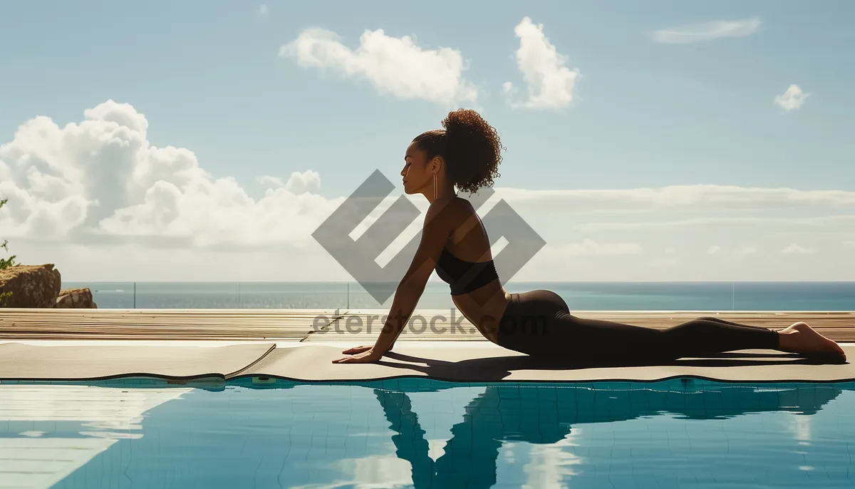 Picture of Happy woman in bikini enjoying summer vacation at the beach