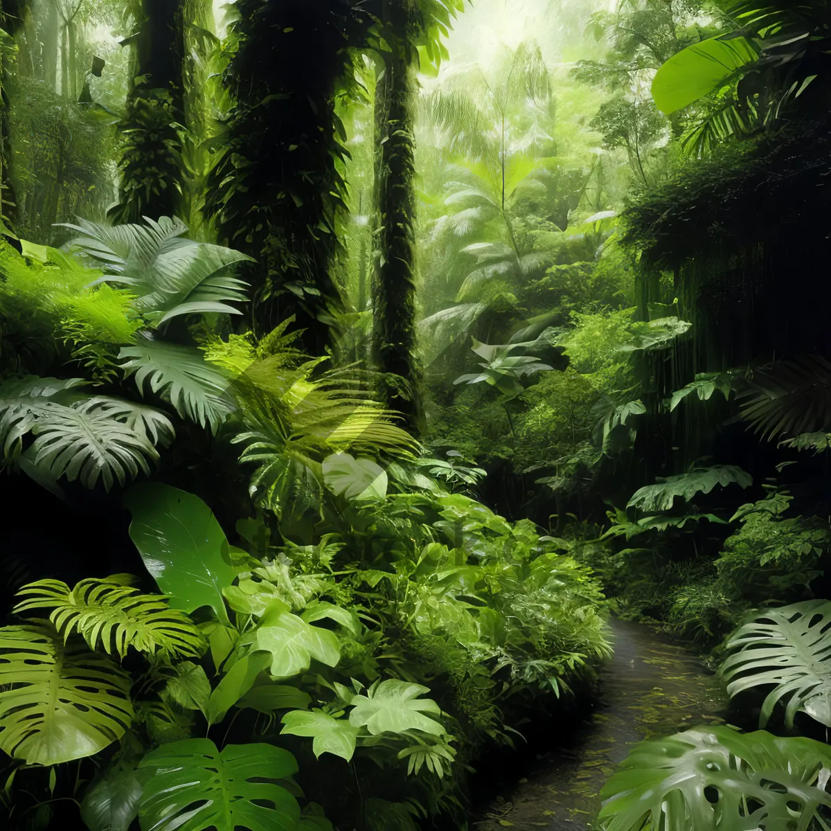 Picture of Lush Tropical Rainforest with Vascular Plants