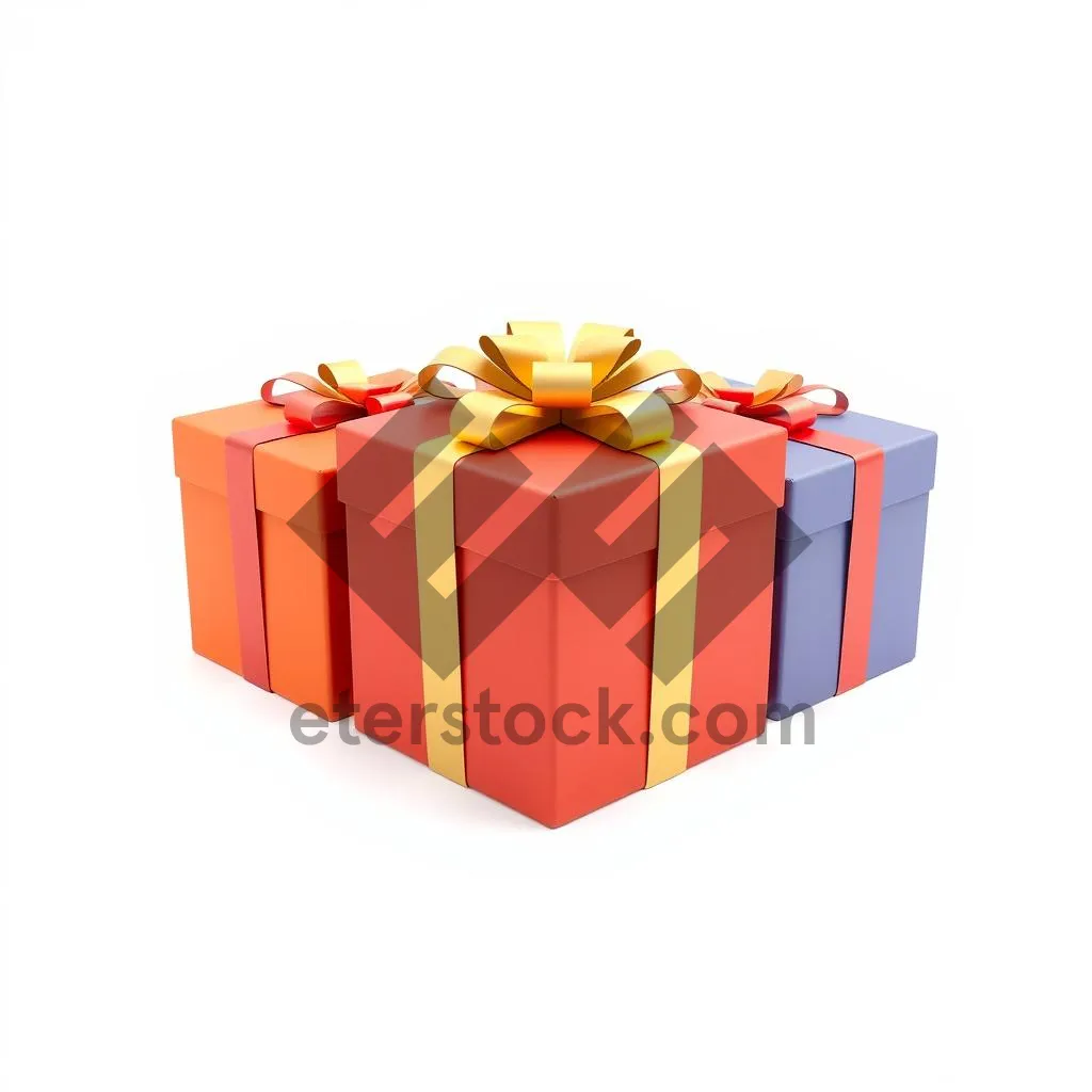 Picture of 3D birthday gift box with ribbon bow