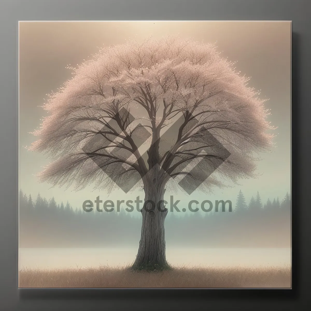 Picture of Snowy Serenity: Solitary Oak in Winter Forest