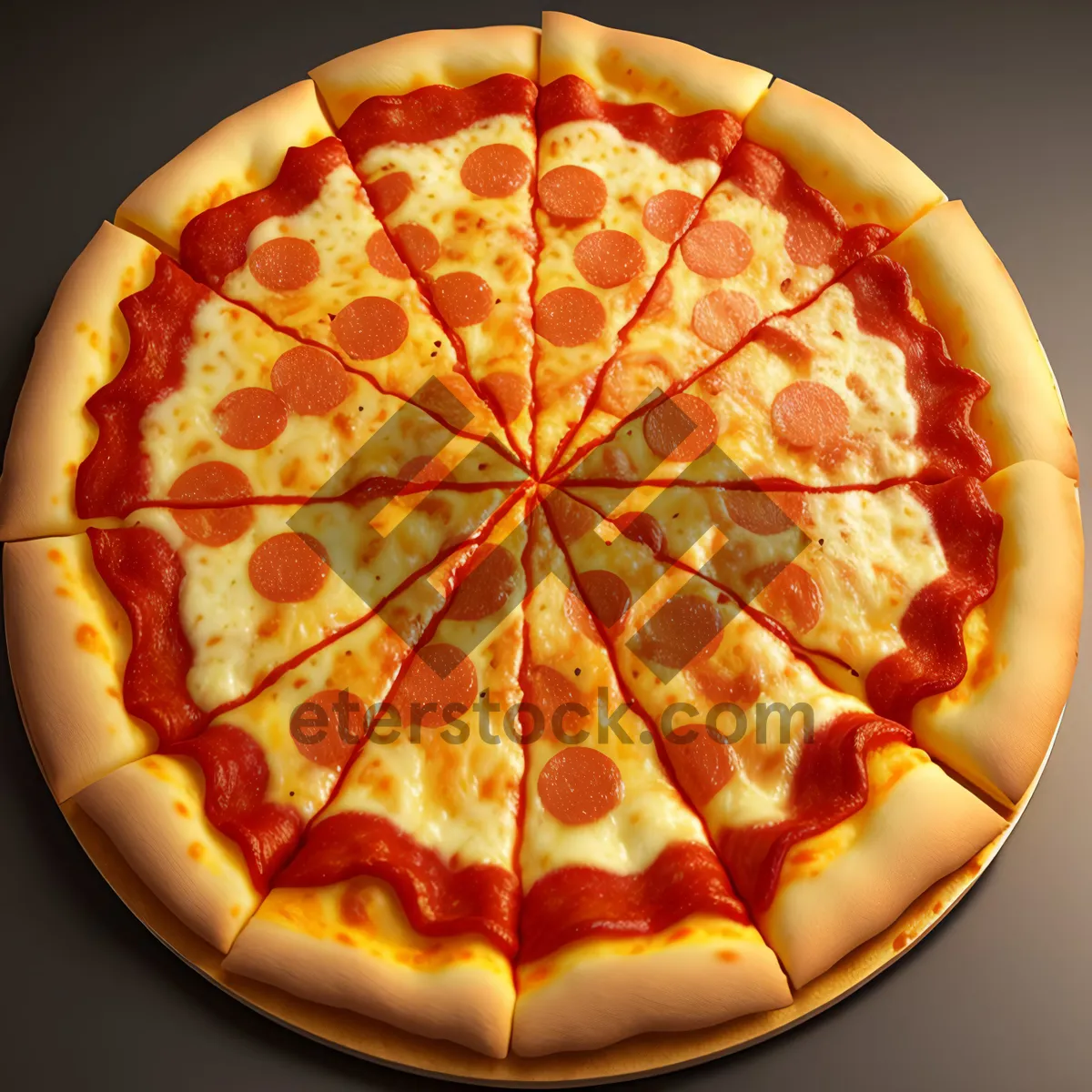 Picture of Delicious Gourmet Pizza with Pepperoni and Mozzarella