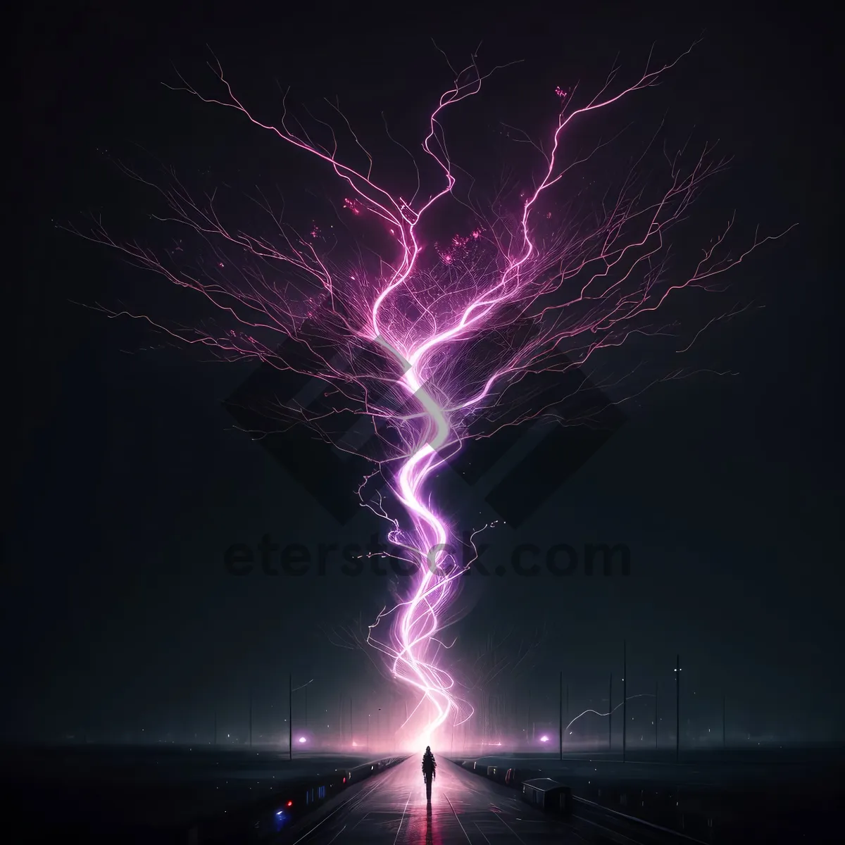 Picture of Electric Glow: Fractal Lightning Design with Geometric Lines