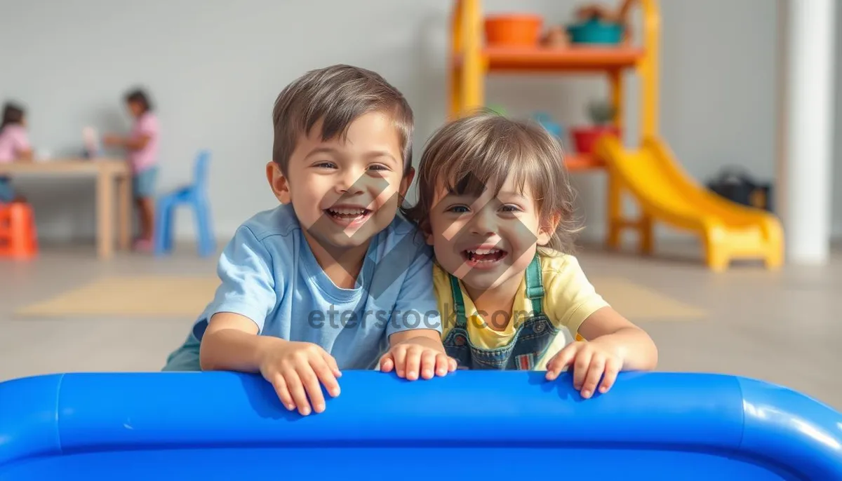 Picture of Happy family portrait in cozy indoor classroom setting.