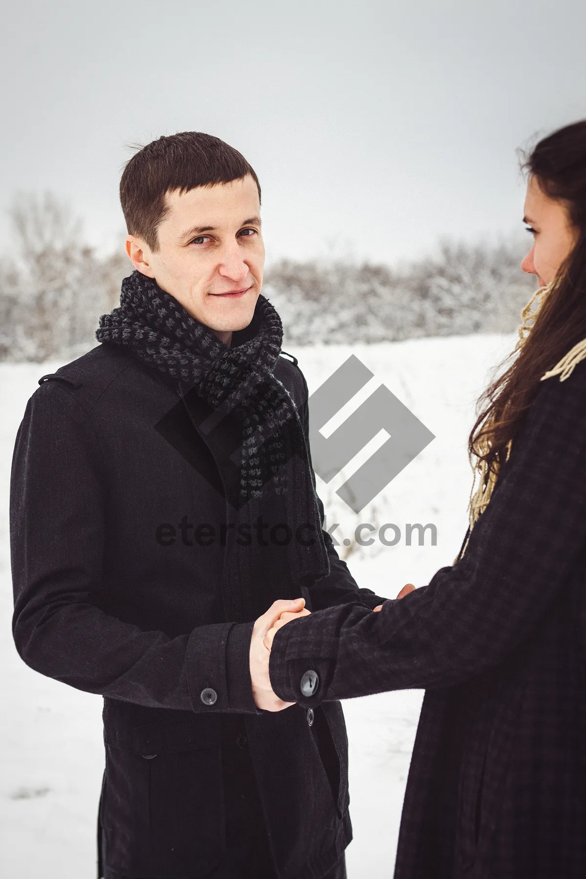 Picture of Happy smiling man in winter clothing, tourist portrait.