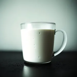 Hot Coffee in Black Mug with Saucer on Table