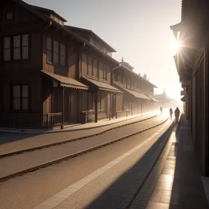 City Railway Terminal: Urban Transportation Hub with Tracks