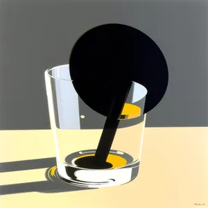 Device on Glass with Alcoholic Drink and Gramophone