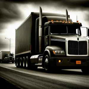 Fast Freight Hauler on Busy Highway