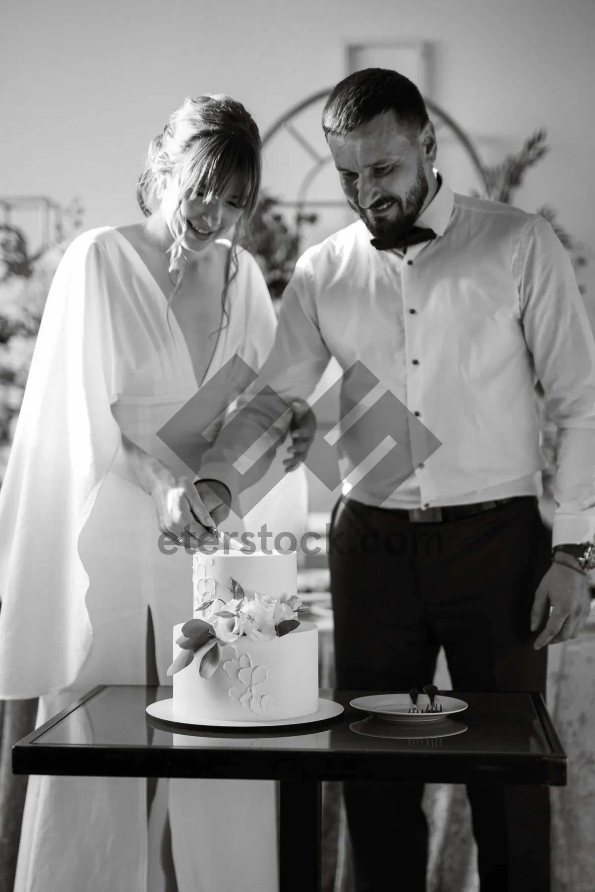 Picture of Professional male waiter in smart lab coat uniform.