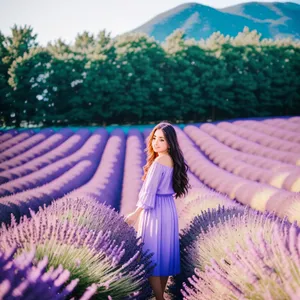 Colorful Artichoke Flowers in Lavender Field