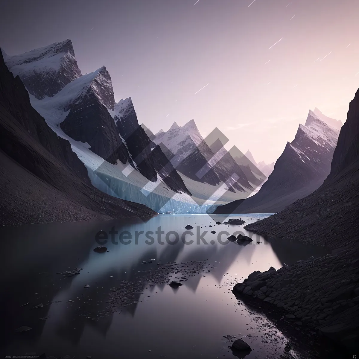 Picture of Snow-capped Alpine Peaks Against Clear Blue Sky