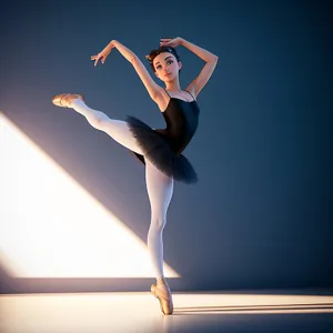 Elegant Ballerina Poses in Fashionable Studio Dance