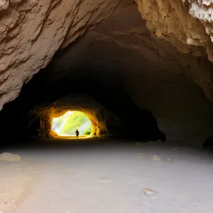 Ancient Cave Rock Formation in Mountain Park.