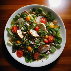 Gourmet Vegetable Salad with Grilled Cheese and Olive Oil