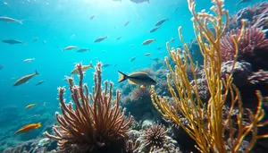 Colorful Tropical Fish Swimming in Sunlit Coral Reef