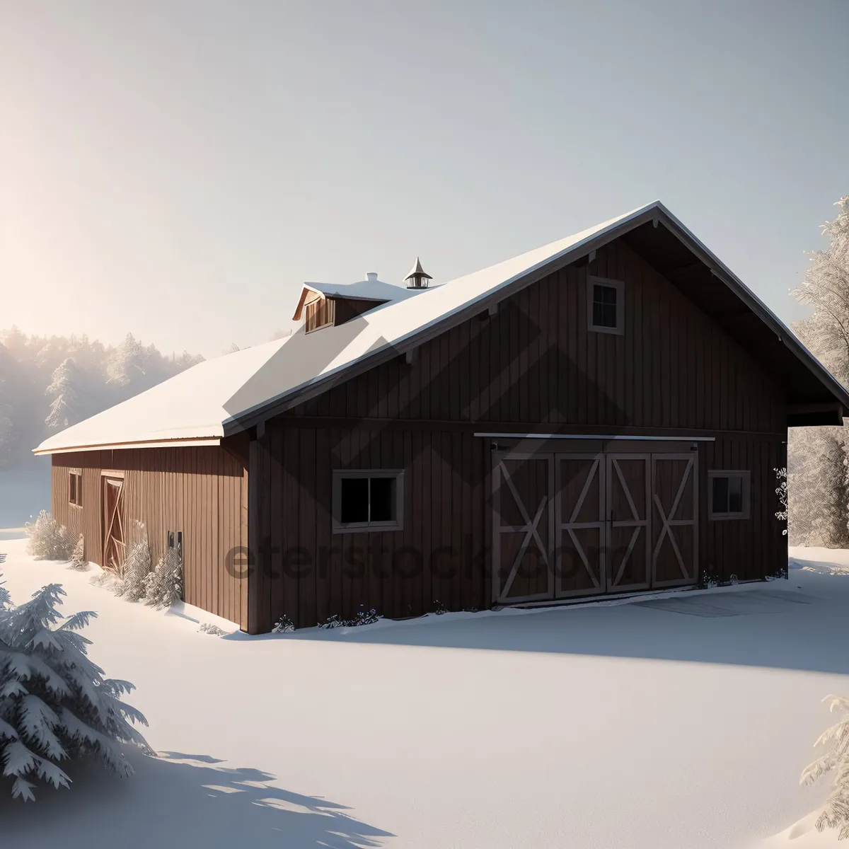 Picture of Majestic Winter Retreat nestled amidst snowy mountains.