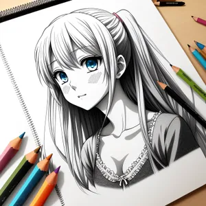 Colorful Happiness: A Cute Lady's Notebook Drawing with Pencils