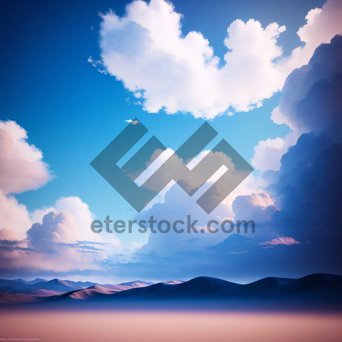 Picture of Vibrant Summer Sky with Fluffy Clouds