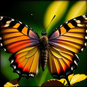 Vibrant Monarch Butterfly with Colorful Wings in Garden