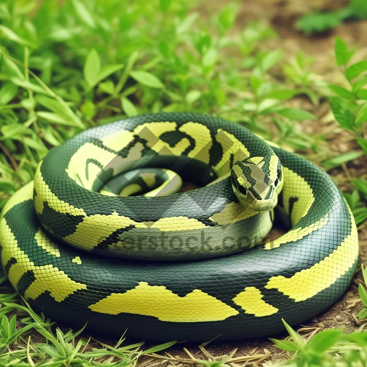 Picture of Green Reptile Serpent in Wildlife