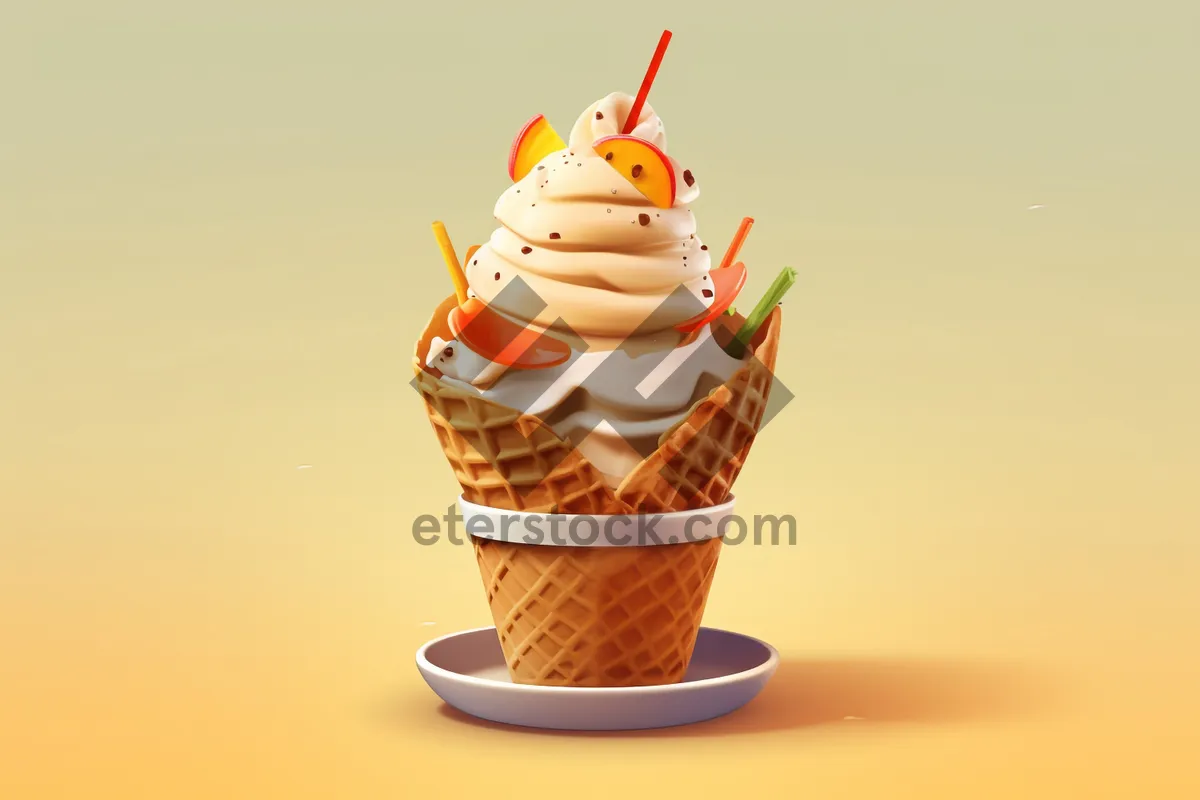 Picture of Delicious Chocolate Ice Cream Cone Dessert