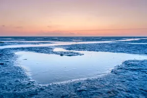 Tropical Sunset Paradise Beach Reflection vacation landscape.