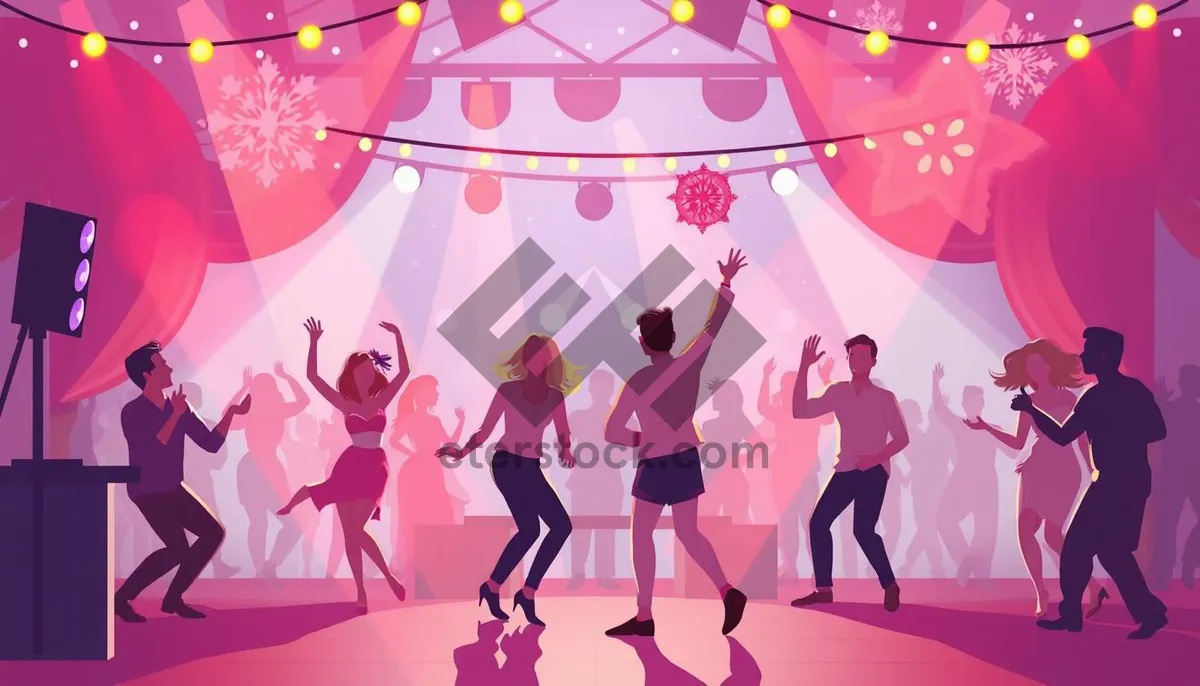 Picture of Cartoon People Dancing in Silhouette: Shopping Team