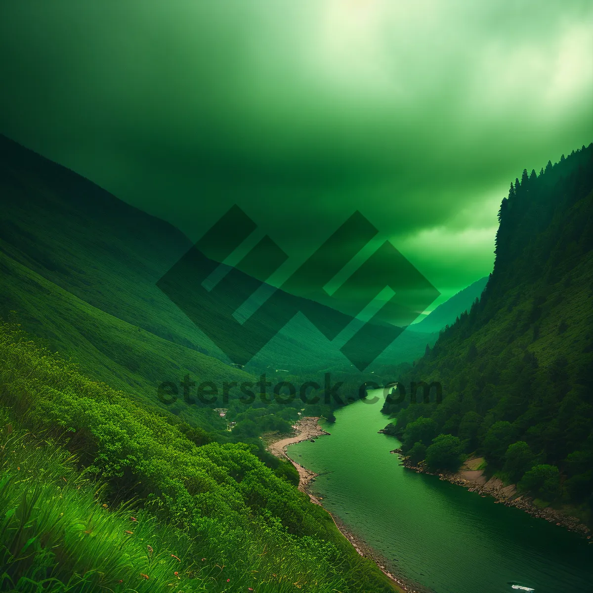 Picture of Highland Summer Sky over Majestic Mountain Landscape